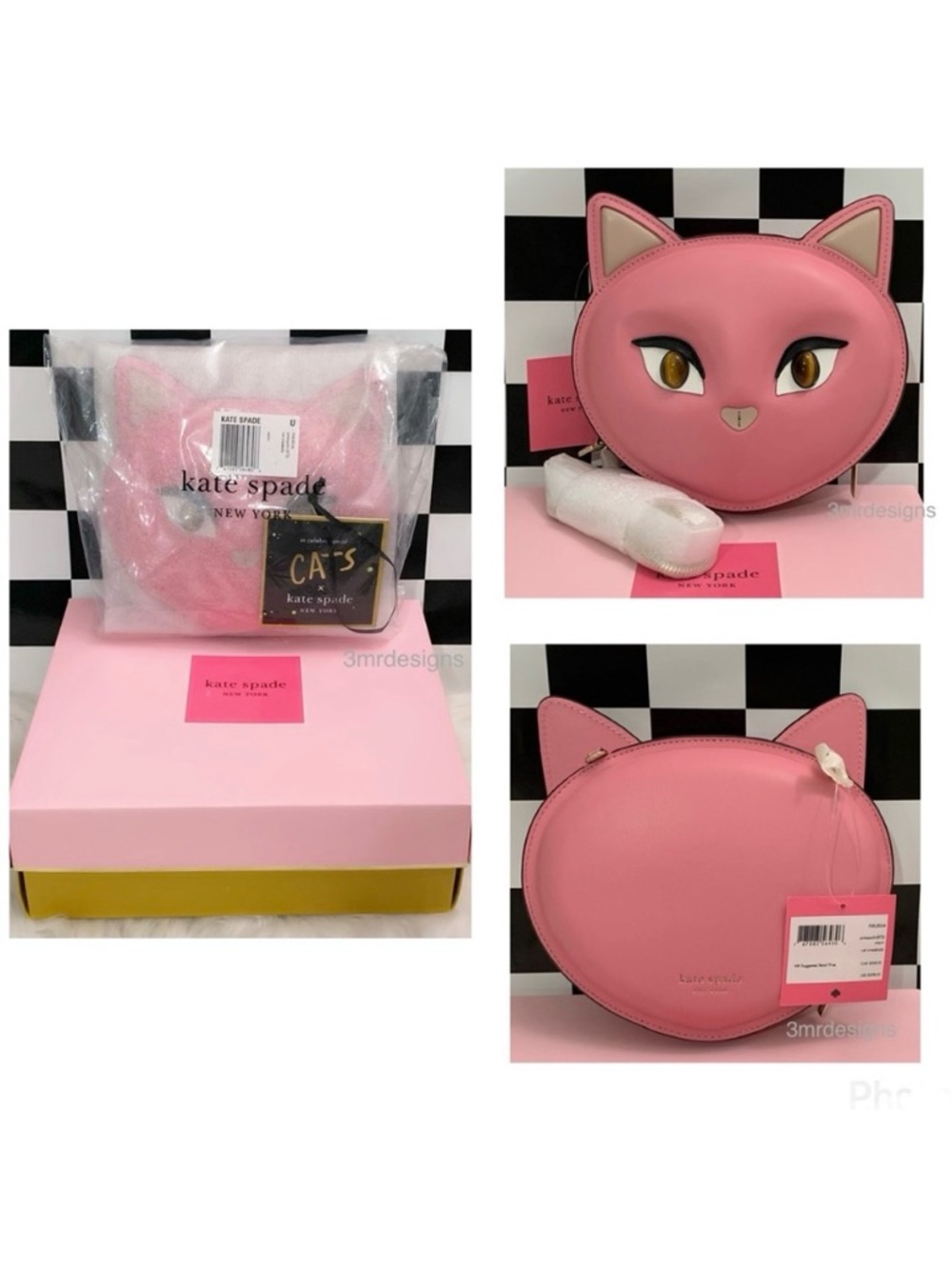 NWT Kate Spade ♠️ MEOW CAT Pink Opaline Smooth Italian Leather Crossbody Bag